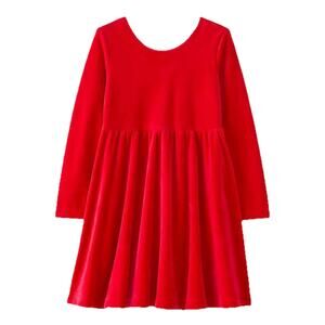 Hanna Andersson Skater Twirl Dress Girls Sz 6-7/ 120 cm Red Velour Holiday Party